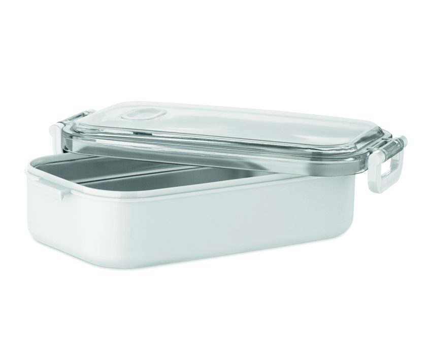 Hoagie lunchbox z logo, biały z PP z uchwytami