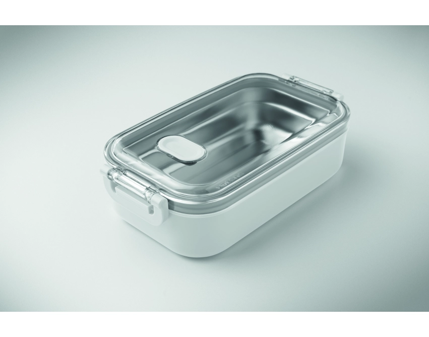Hoagie lunchbox z logo, biały z PP z uchwytami