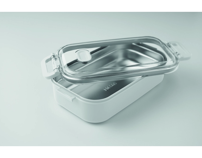Hoagie lunchbox z logo, biały z PP z uchwytami