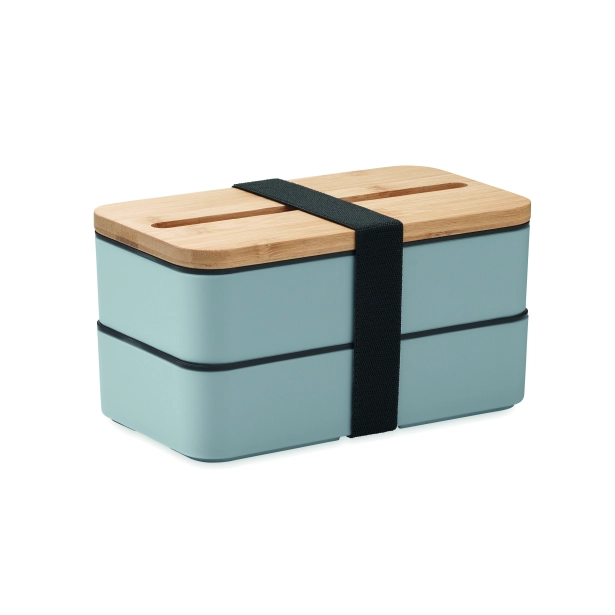 Wint lunchbox z logo z bambusową pokrywą 2 × 400 ml