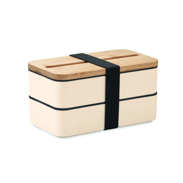 Wint lunchbox z logo z bambusową pokrywą 2 × 400 ml