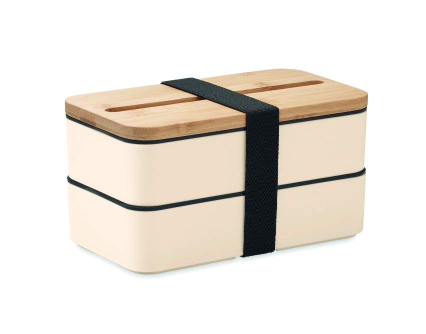 Wint lunchbox z logo z bambusową pokrywą 2 × 400 ml