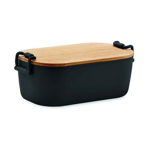 Lekker lunch box PP 700 ml czarny z pokrywką bambusową