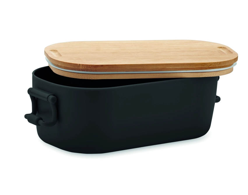 Lekker lunch box PP 700 ml czarny z pokrywką bambusową