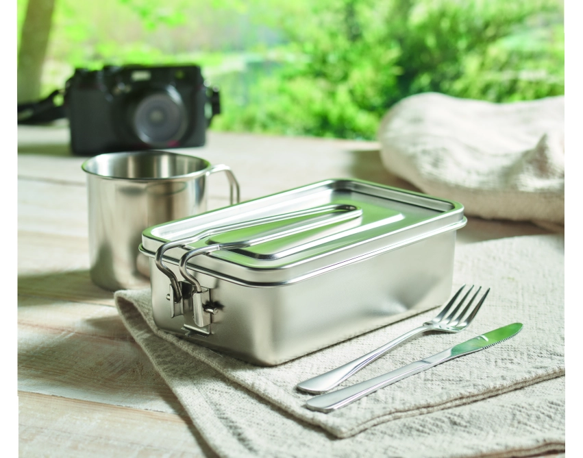 Tamelunch lunchbox z logo 750 ml – srebrny