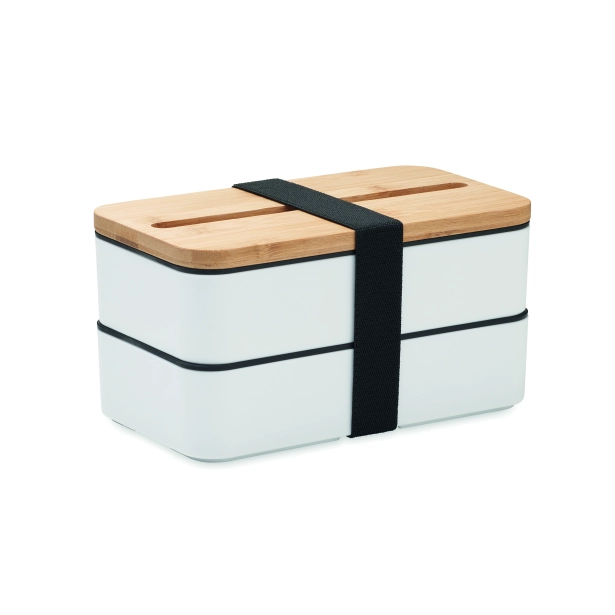 Wint dwupoziomowy lunchbox z logo biały 2 × 400 ml