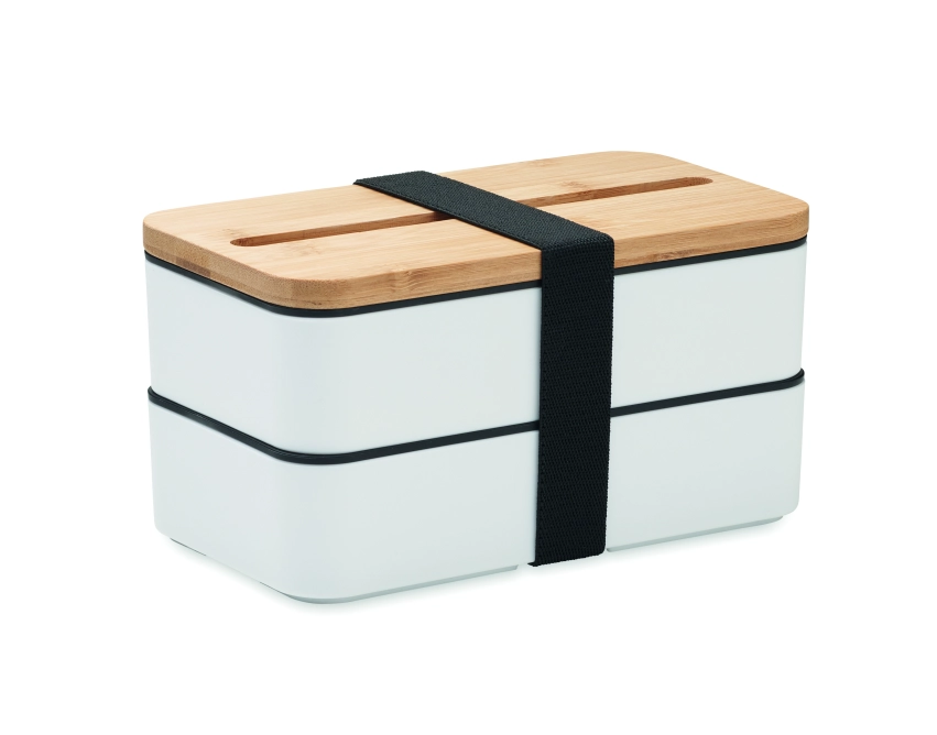 Wint dwupoziomowy lunchbox z logo biały 2 × 400 ml