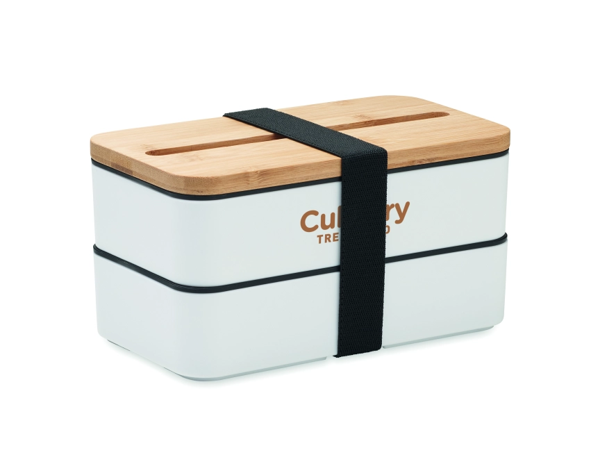Wint dwupoziomowy lunchbox z logo biały 2 × 400 ml