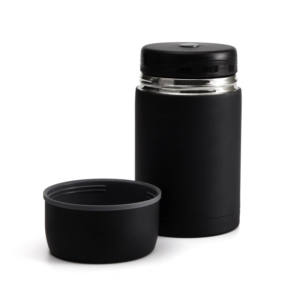 Termo lunchbox z logo 800 ml, czarny próżniowy