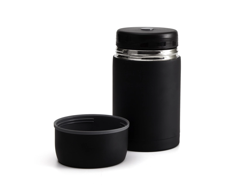 Termo lunchbox z logo 800 ml, czarny próżniowy