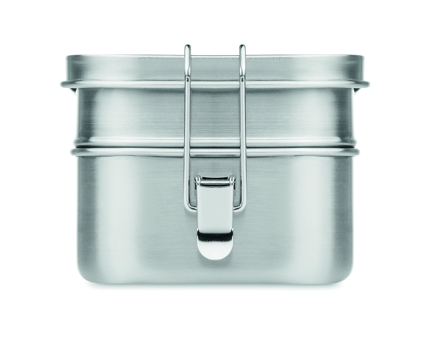 Double chan lunchbox z logo 1200 ml, srebrny mat