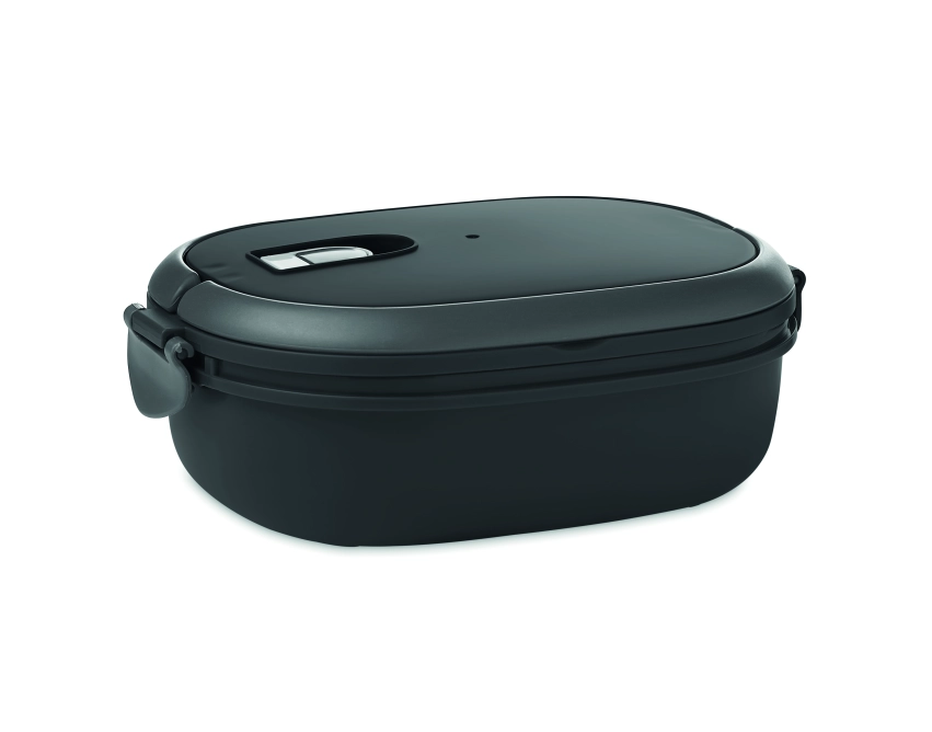 Lux lunch – czarny lunchbox z logo, 750 ml