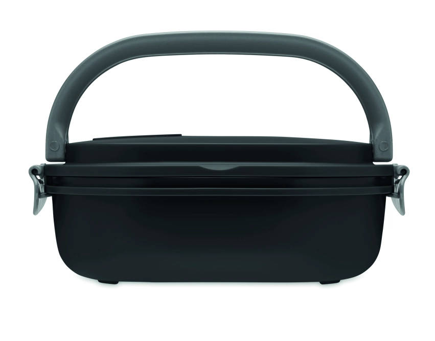 Lux lunch – czarny lunchbox z logo, 750 ml