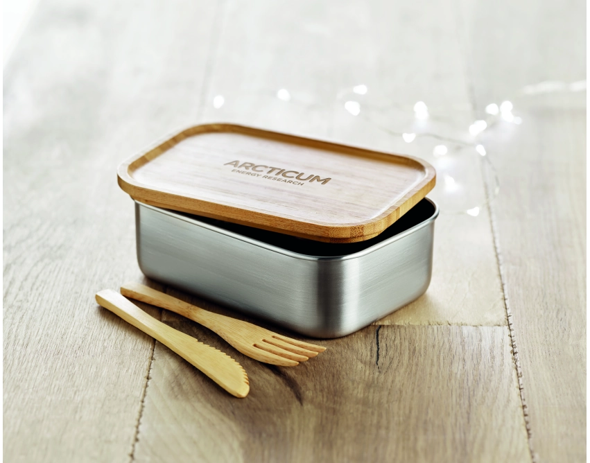 Savanna lunchbox z logo 600 ml w kolorze drewna