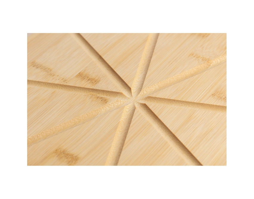 Brązowy zestaw do serwowania pizzy z bambusa i metalu