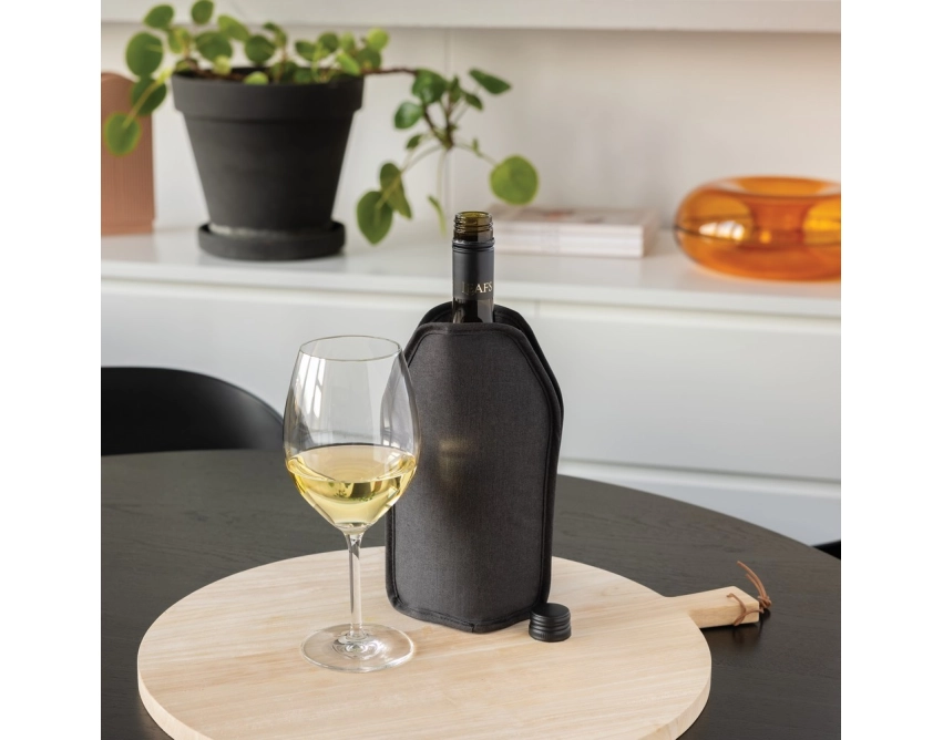 Vino ekologiczny cooler do wina z logo, czarny RPET