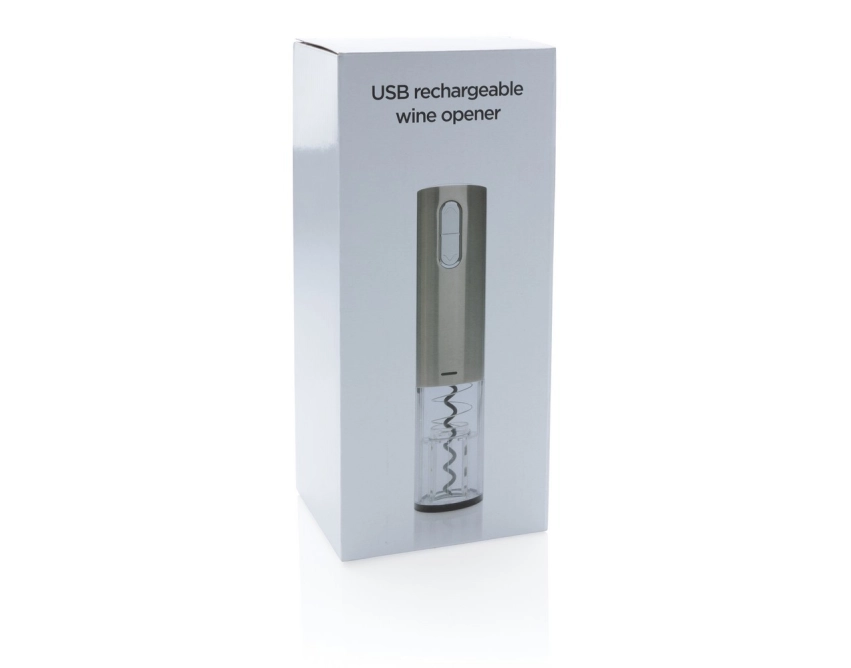 Elektryczny korkociąg do wina USB ze stali, szary