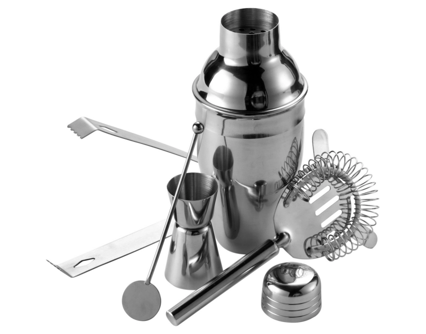 Srebrny shaker do koktajli 350 ml w zestawie