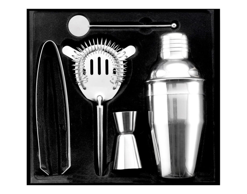 Srebrny shaker do koktajli 350 ml w zestawie