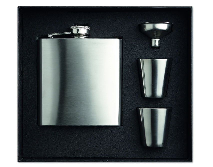 Slimmy piersiówka z logo 175 ml, srebrny mat