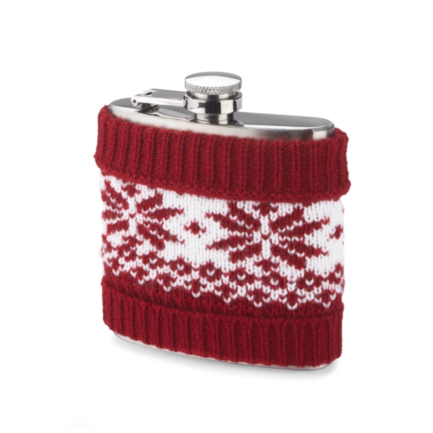 Piersiówka WARM z logo 200 ml czerwono-biała