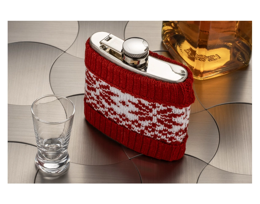 Piersiówka WARM z logo 200 ml czerwono-biała