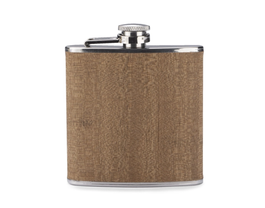 Piersiówka RIDLEY z logo 200 ml, brązowe drewno