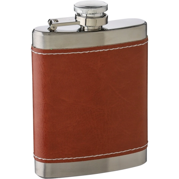 Piersiówka personalizowana 100 ml brązowa z PU