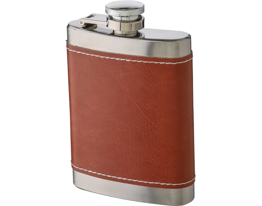 Piersiówka personalizowana 100 ml brązowa z PU