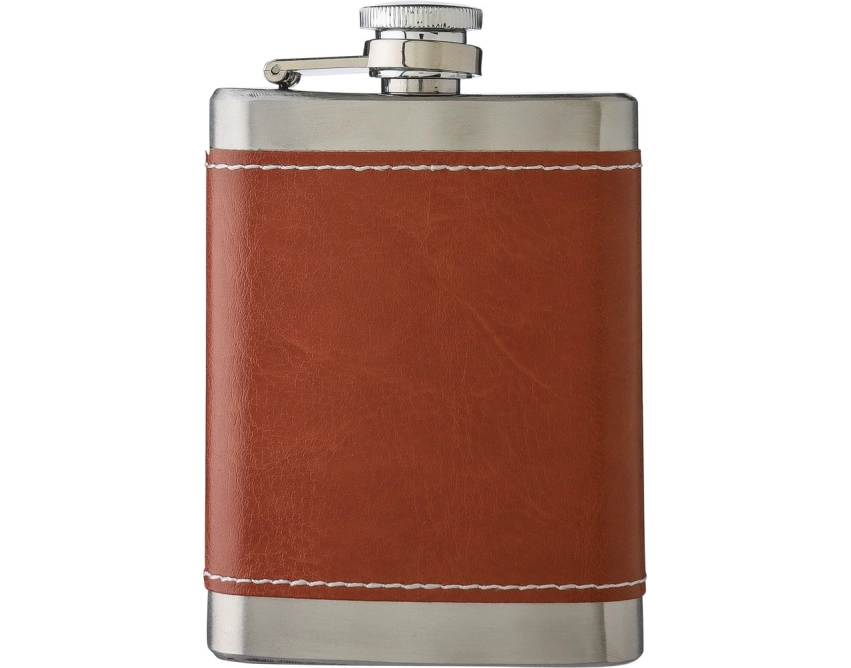 Piersiówka personalizowana 100 ml brązowa z PU
