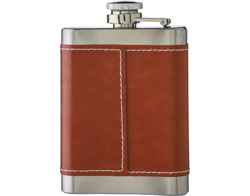 Piersiówka personalizowana 100 ml brązowa z PU