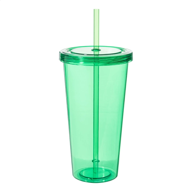 Plastikowy kubek ze słomką 750 ml, zielony