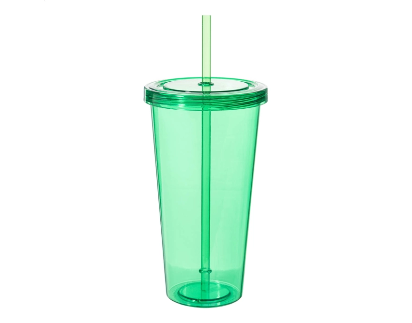 Plastikowy kubek ze słomką 750 ml, zielony