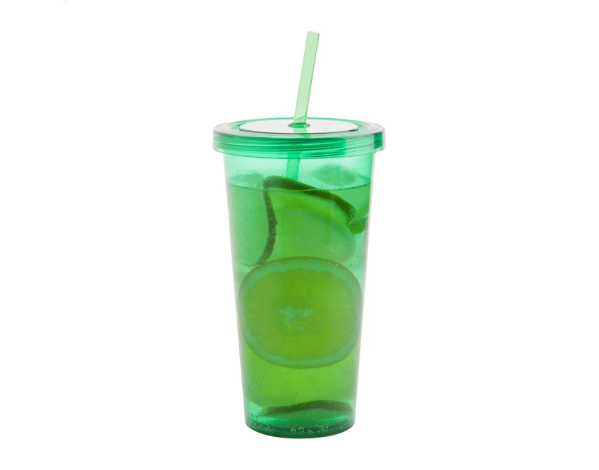 Plastikowy kubek ze słomką 750 ml, zielony