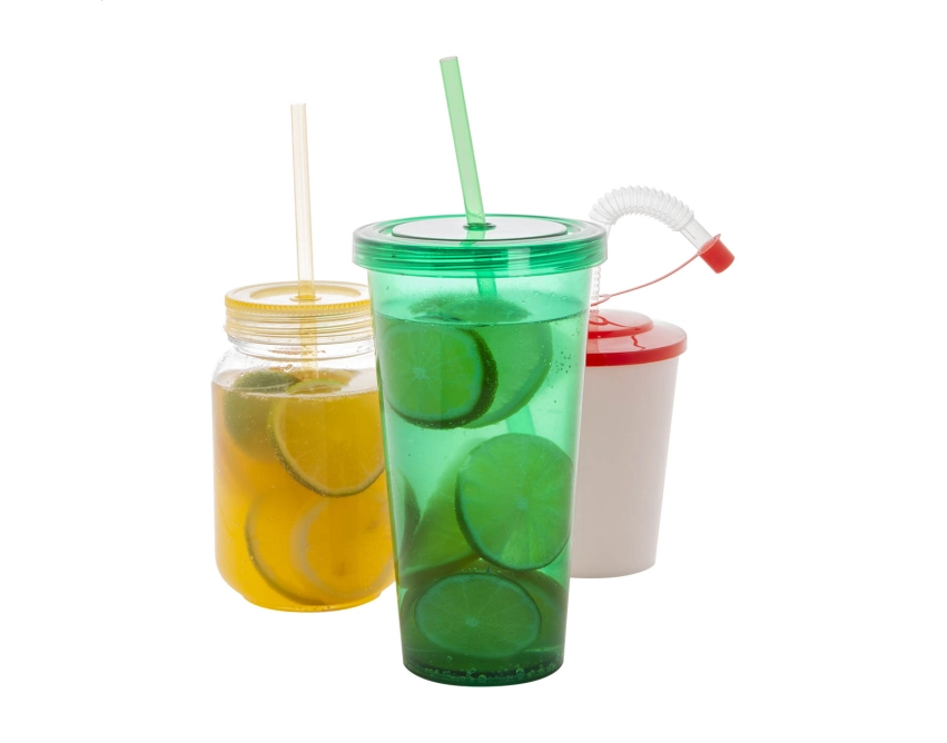 Plastikowy kubek ze słomką 750 ml, zielony