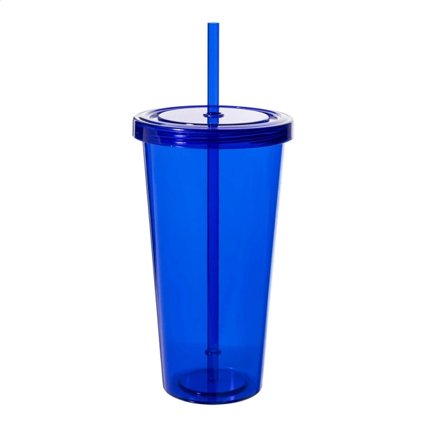 Kolorowy kubek plastikowy 750 ml ze słomką