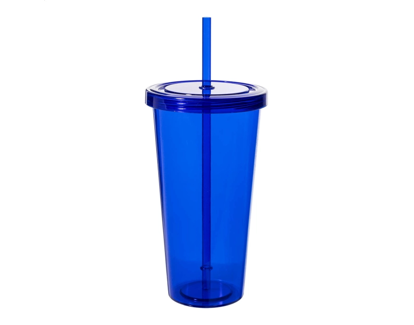 Kolorowy kubek plastikowy 750 ml ze słomką