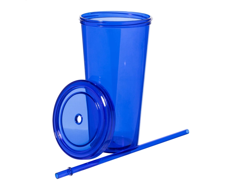 Kolorowy kubek plastikowy 750 ml ze słomką