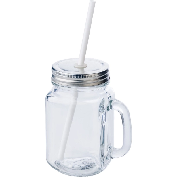 Szklanka reklamowa 480 ml przezroczysta ze słomką