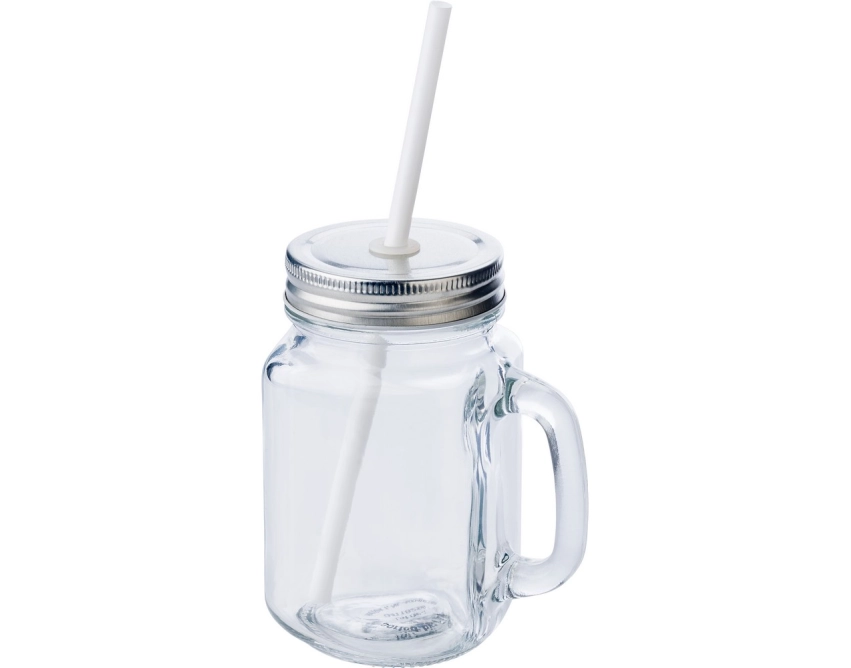 Szklanka reklamowa 480 ml przezroczysta ze słomką