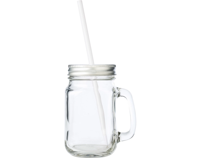 Szklanka reklamowa 480 ml przezroczysta ze słomką