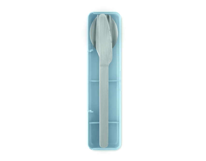 Mesteck komplet sztućców z grawerem, etui PP baby blue