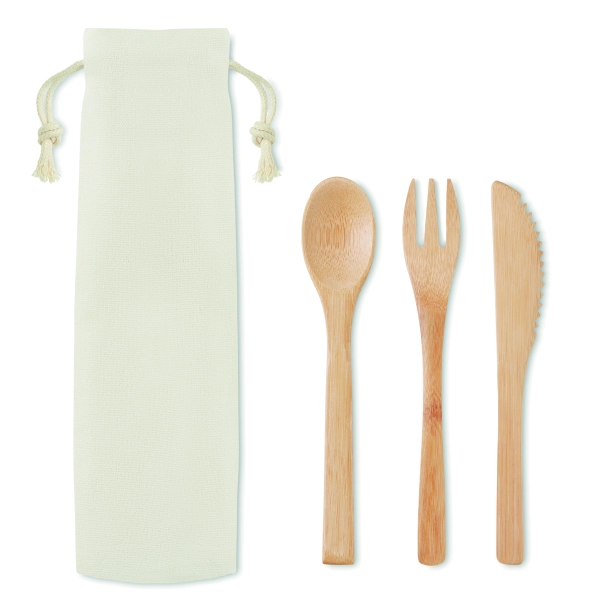 Setboo beżowy zestaw sztućców reklamowych z bambusa