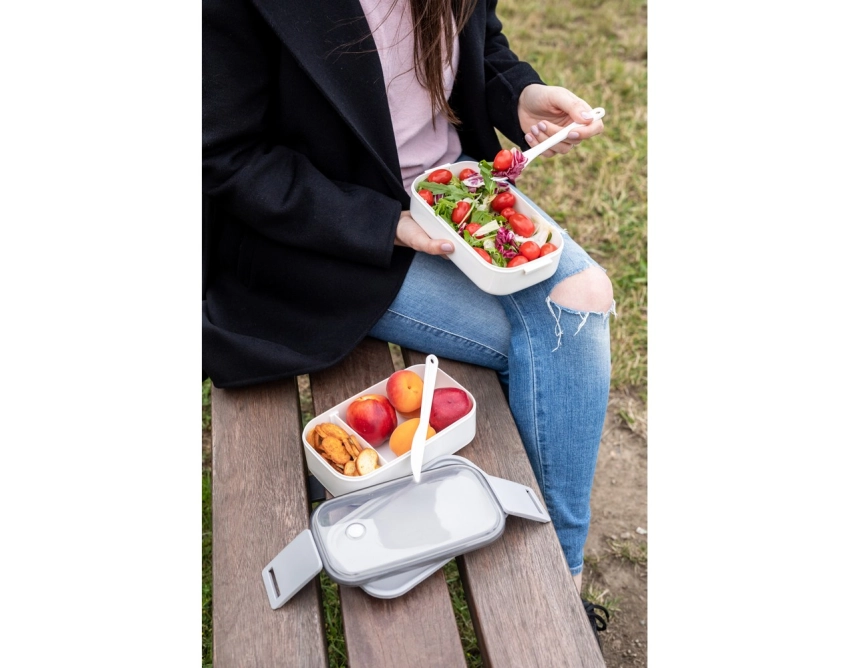 Cash lunchbox z nadrukiem biały 2 × 700 ml
