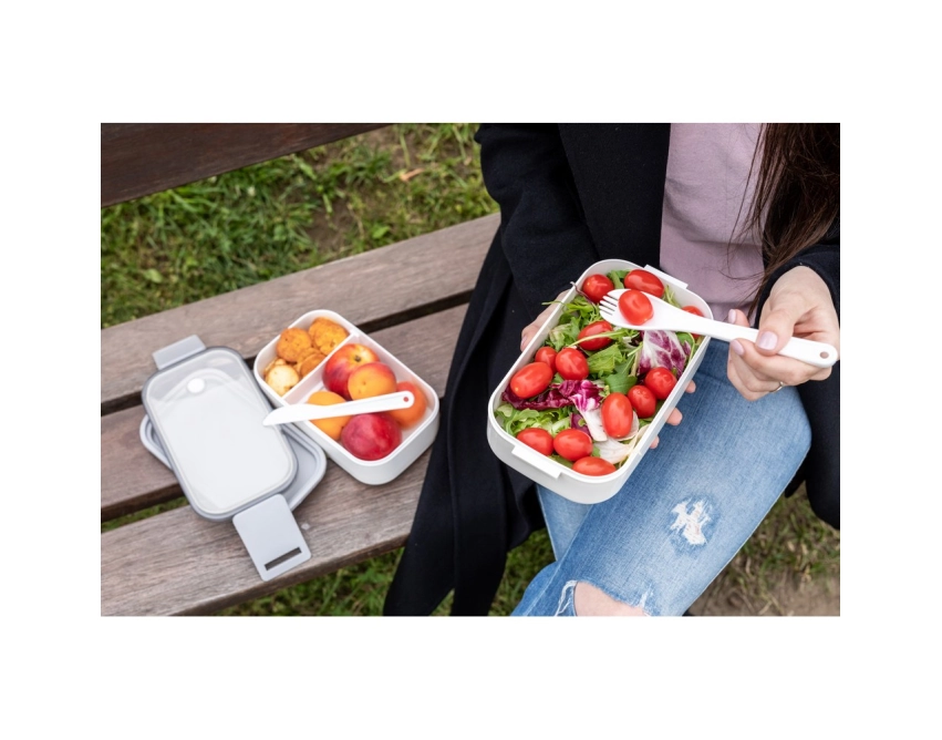 Cash lunchbox z nadrukiem biały 2 × 700 ml