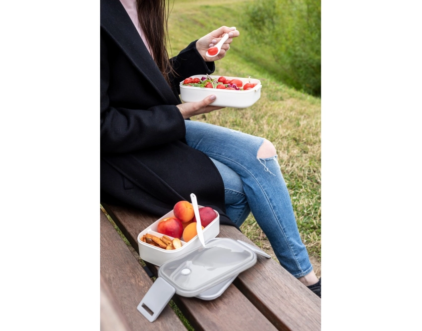 Cash lunchbox z nadrukiem biały 2 × 700 ml