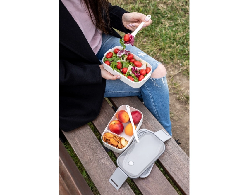 Cash lunchbox z nadrukiem biały 2 × 700 ml