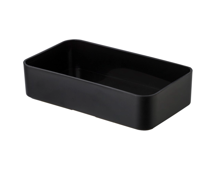 Czarny lunchbox z nadrukiem 2 × 400 ml ze sztućcami