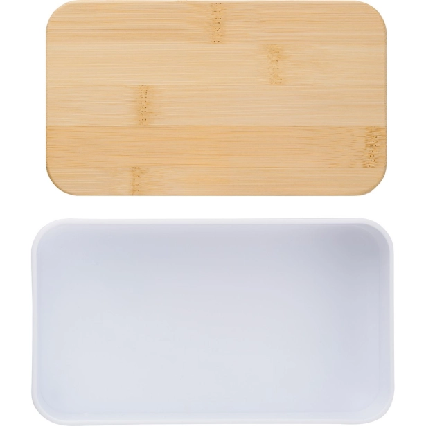 Biały lunchbox z nadrukiem 2 × 400 ml z bambusem