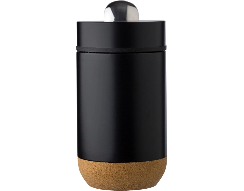 Czarny lunchbox z logo 400 ml, termiczny z łyżką